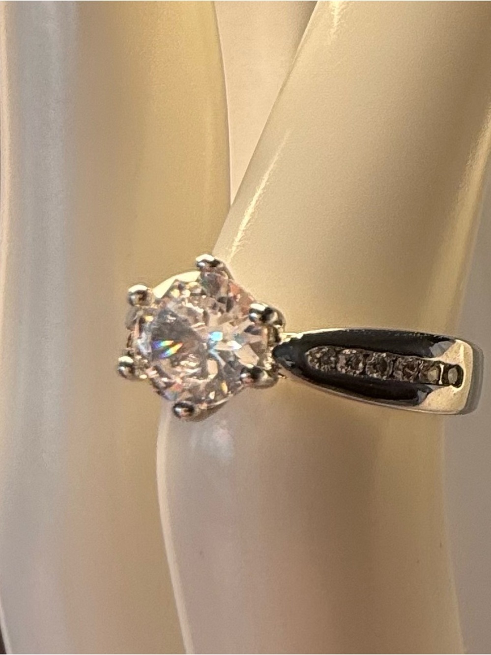 Classic Solitaire Round-Cut CZ Engagement Ring in Silver Size 6